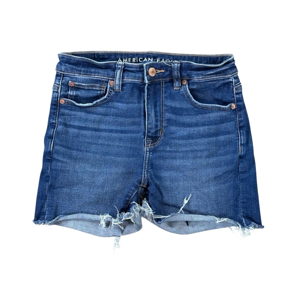 Woman’s American Eagle “super high rise shortie” denim cut off shorts size 4